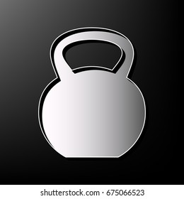 Fitness Dumbbell sign. Vector. Gray 3d printed icon on black background.