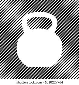 Fitness Dumbbell sign. Vector. Icon. Hole in moire background.