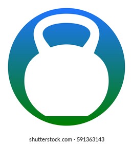 Fitness Dumbbell sign. Vector. White icon in bluish circle on white background. Isolated.
