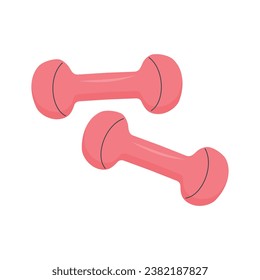 Fitness dumbbells. Healthy lifestyle, lose weight, sport, fitness, diet concept. Flat cartoon illustration. 