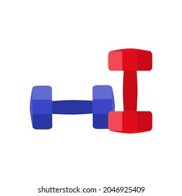 Fitness dumbbells icon, flat style. Vector illustration isolated on white background.	
