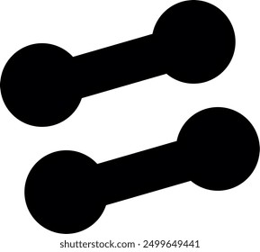 Fitness dumbbells icon. Pair of dumbbells vector icon. Barbell icon vector. Replaceable vector design.