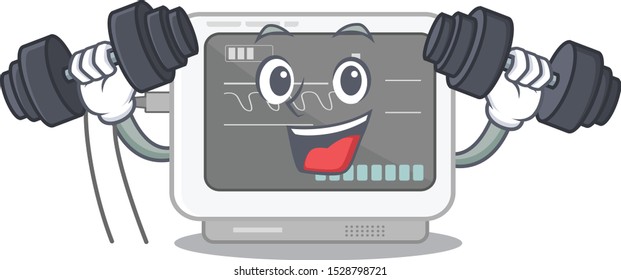 Fitness ecg machine cartoon with the character