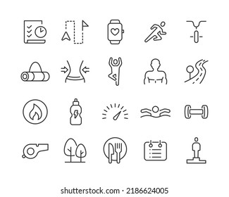 Fitness - Editable Stroke Line Icons set