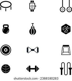 Diseño de vectores de iconos de elementos de fitness