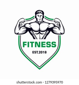 Fitness Emblem Logo, Body Building Logo