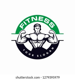 Fitness Emblem Logo, Body Building Logo