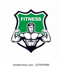 Fitness Emblem Logo, Body Building Logo