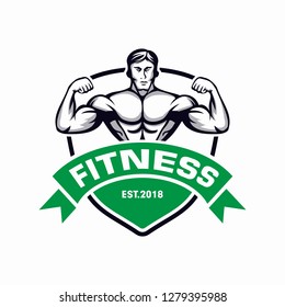 Fitness Emblem Logo, Body Building Logo