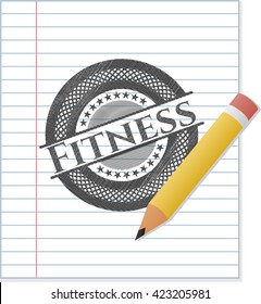 Fitness emblem with pencil effect