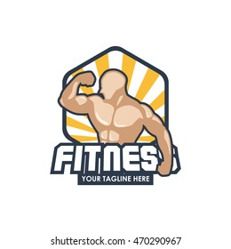 fitness emblems, labels, badges, logo design template