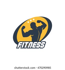 fitness emblems, labels, badges, logo design template