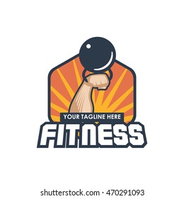 fitness emblems, labels, badges, logo design template