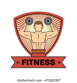 fitness emblems, labels, badges, logo design template