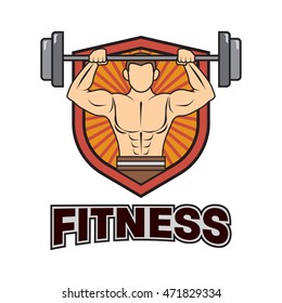 fitness emblems, labels, badges, logo design template