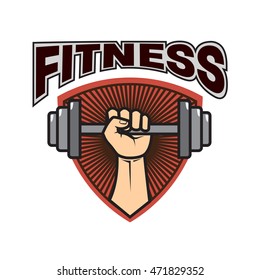 fitness emblems, labels, badges, logo design template