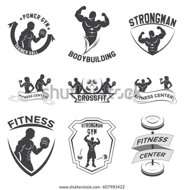 Fitness Emblems Logo Design On White Stock Vector (Royalty Free ...