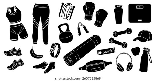 Fitness equipment and accessories for a healthy lifestyle and workout routine at home or gym
