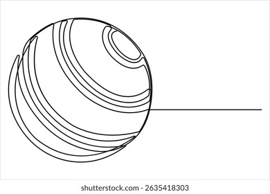 Fitness equipment concept. Continuous single line drawing of fitness ball design graphic vector illustration