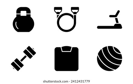 Fitness equipment icon design template in style