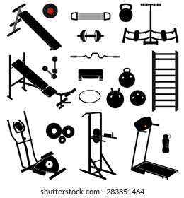 Fitness Equipment Icon Set.