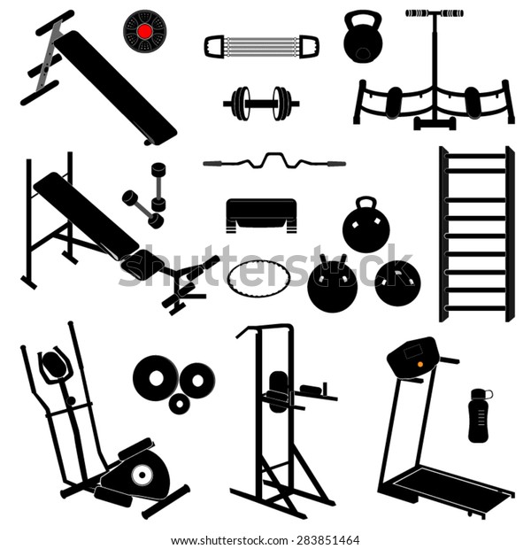 Fitness Equipment Icon Set Stock Vector (Royalty Free) 283851464