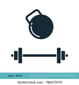 Fitness Equipment Icon Vector Logo Template. Dumbbell, Barbell Illustration Design. Vector EPS 10.