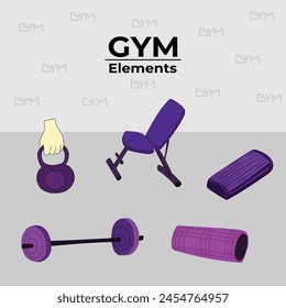 Fitness equipment icons set in flat style, Healthy lifestyle concept. Vector illustration.