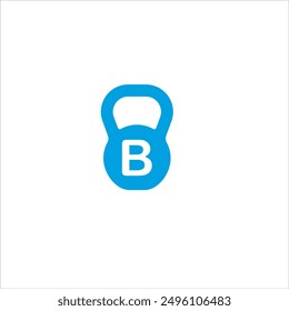 Fitness equipment logo with the letter B in blue and on a white background