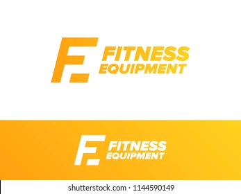 Fitness equipment logo. Letter F and E logo or FE initials two modern symbol. Sports hardware logo concept. Graphic alphabet symbol for fitness equipment identity