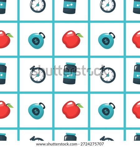 fitness equipment seamless pattern with tile bacground
