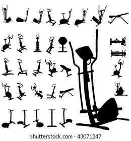 Fitness equipment silhouettes