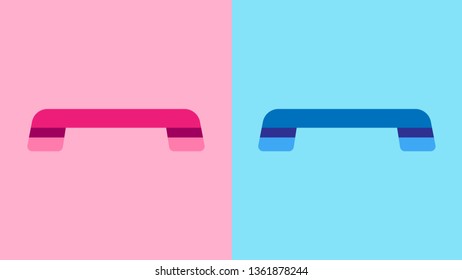 Fitness equipment. Step platform in pink and blue.