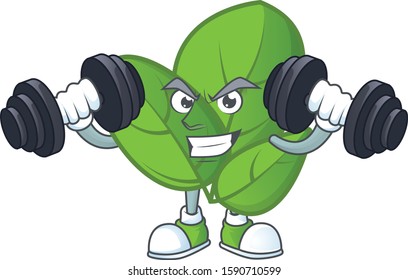 Fitness exercise basil mascot icon with barbells