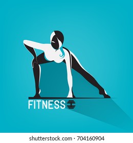 Fitness exercise. Beautiful fitness woman in trendy flat style