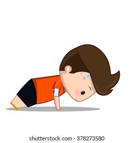 Fitness Exercise  Cartoon Man Vector