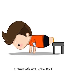 Fitness exercise  cartoon man vector