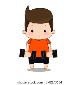 Fitness exercise  cartoon man vector