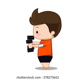 Fitness exercise  cartoon man vector