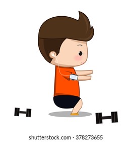 Fitness exercise  cartoon man vector