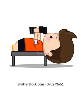 Fitness exercise  cartoon man vector