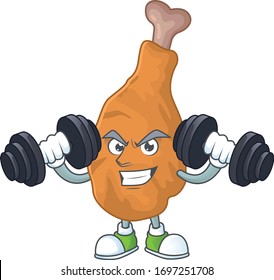 Fitness exercise fried chicken cartoon character using barbells