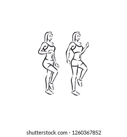 Fitness exercise high knee work out illustration