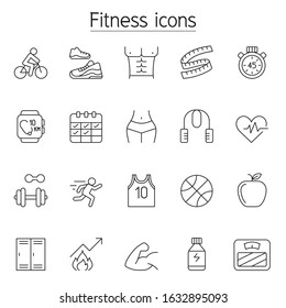 Fitness & Exercise icon set in thin line style