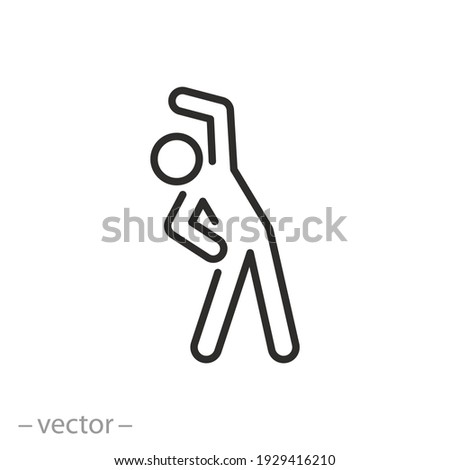 fitness exercise icon, workout in the gym or at home, sport body pose, flexible fit person, athlete thin line symbol on white background - editable stroke vector eps10