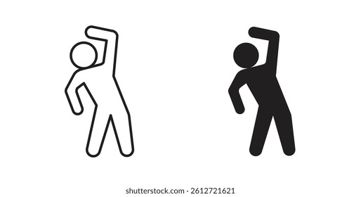 Fitness exercise icons in black fill and line style
