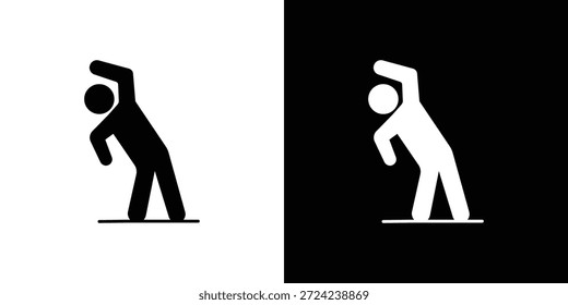 Iconos de ejercicio de fitness concepto de Vector plano. Ilustraciones en blanco y negro
