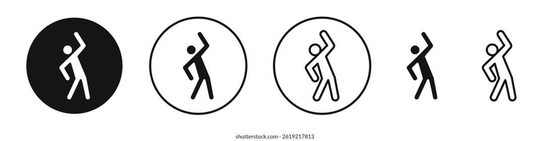 Fitness exercise icons set in solid black and stroke line style