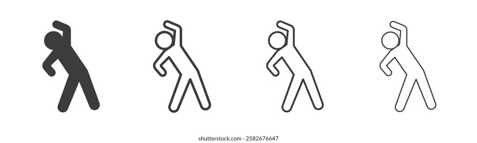 Fitness exercise icons set vectors graphic designs