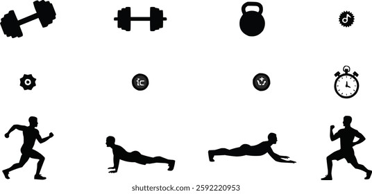 Fitness and Exercise Line Art - Athlete, Gymnastics, and Yoga Illustrations